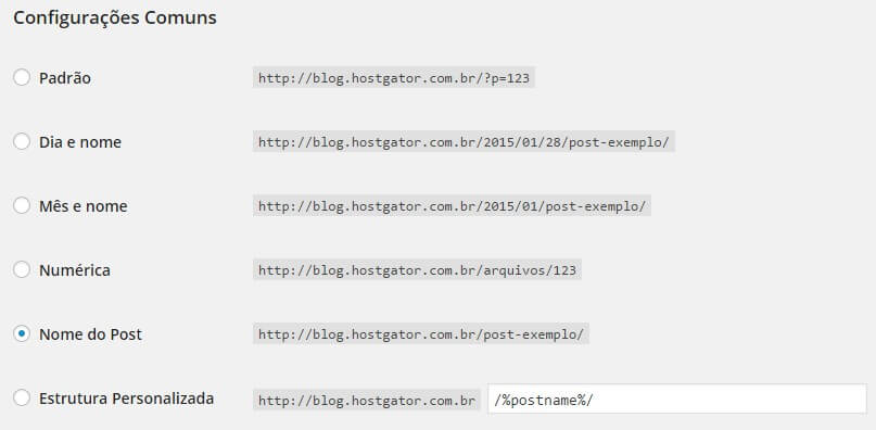 Como configurar links permanentes no WordPress