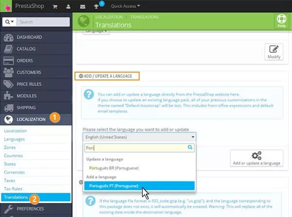 Traduzindo PrestaShop