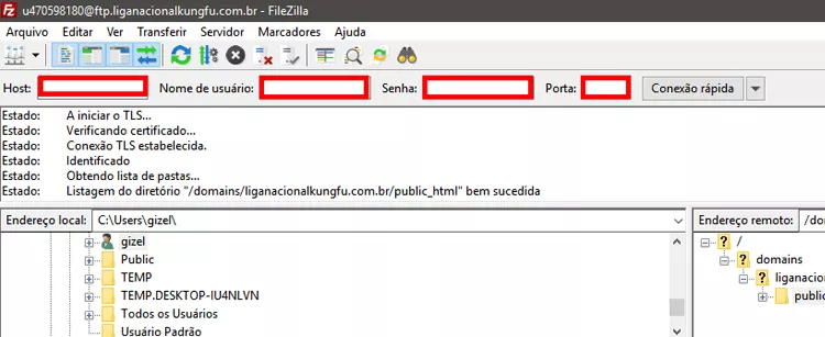 Transferência de arquivos via FTP