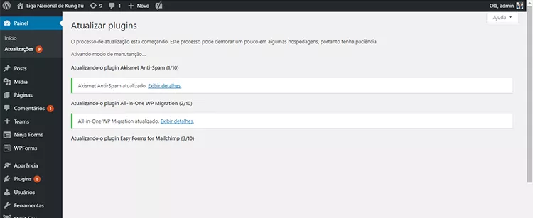 Plugins atualizados WordPress