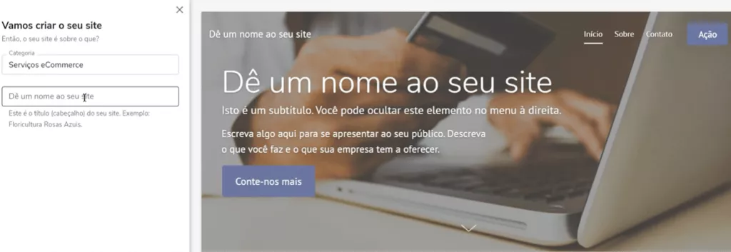 Configurações para criar site web