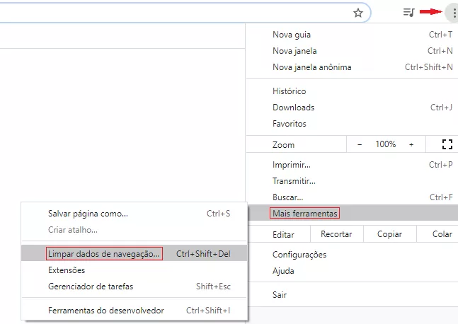 Limpeza do cache Google Chrome