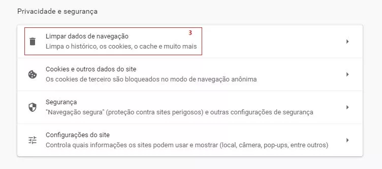 Privacidade e segurança Google Chrome