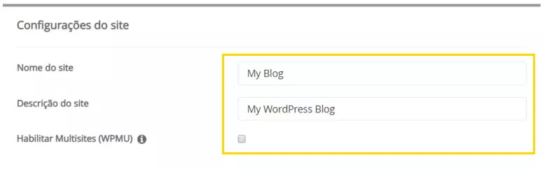 Configuração do site WordPress