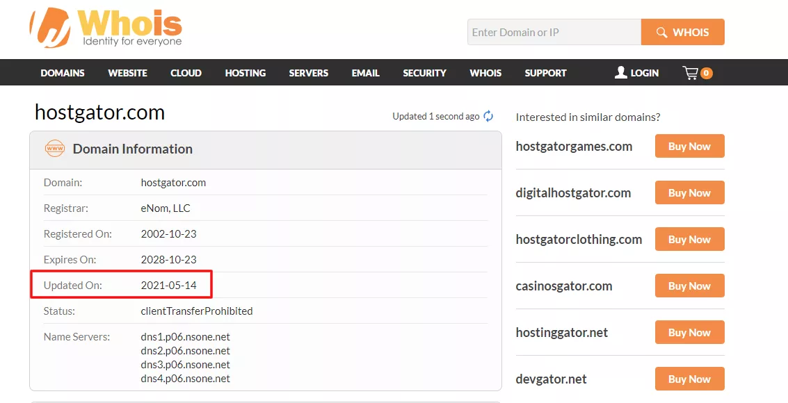 whois consulta de alteração de DNS