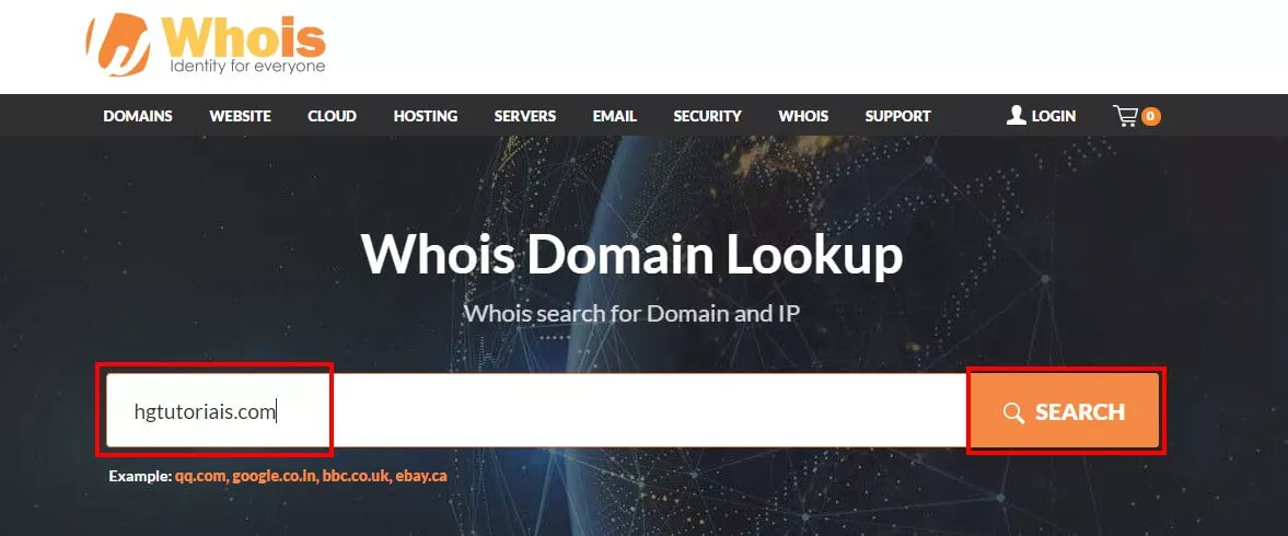 Whois barra de busca