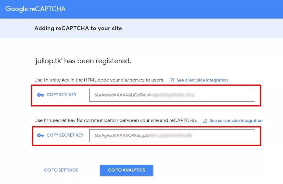 chaves de captcha google
