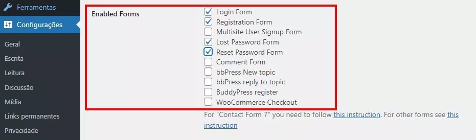 paginas que devem ter autenticação do plugin Advanced noCaptcha & invisible Captcha (v2 & v3