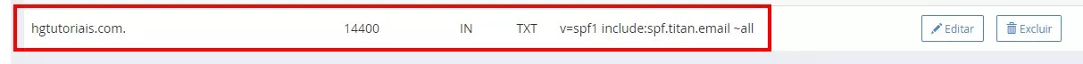 cPanel>zona de DNS> Gerenciar> SPF Titan
