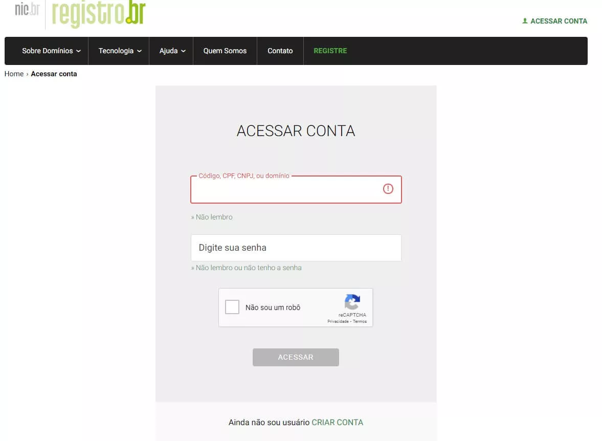 login registro.br