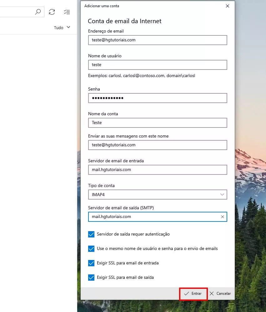 configurando webmail no windows mail