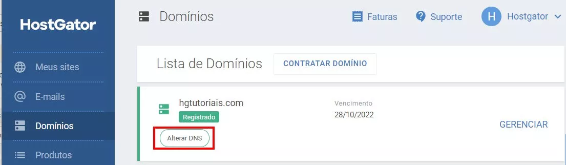 Alterar DNS portal do cliente