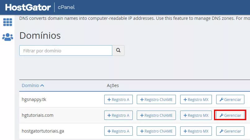 editor de zona de dns cpanel gerenciar