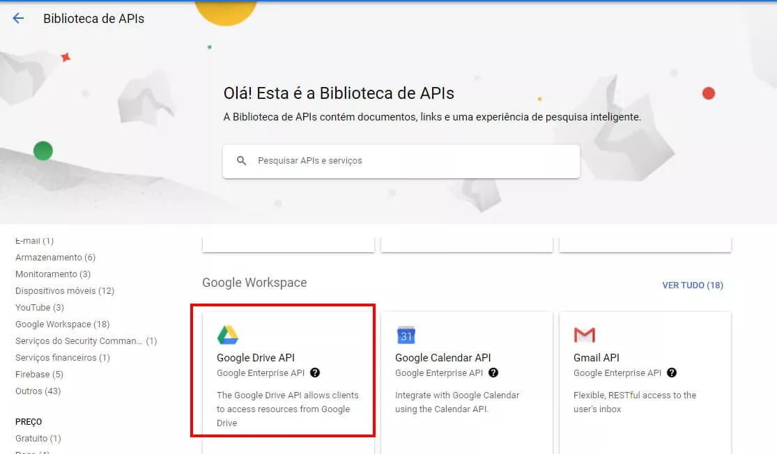 API do Google Drive no Google Cloud