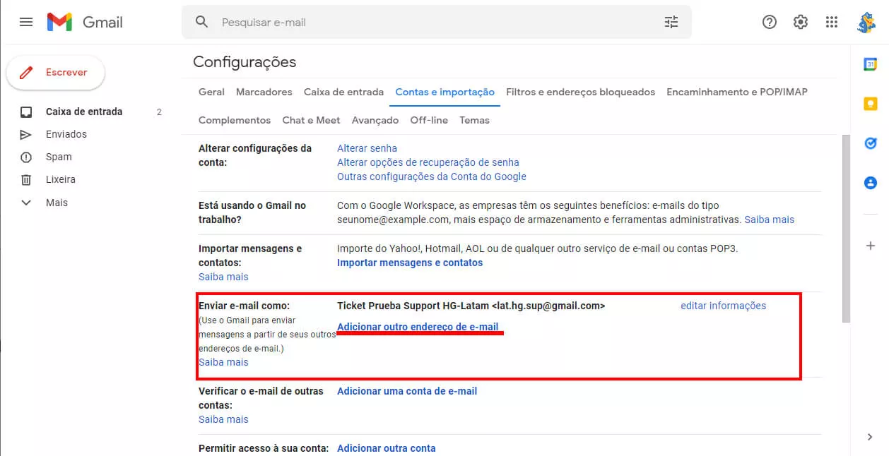 adicionar outra conta de email no gmail