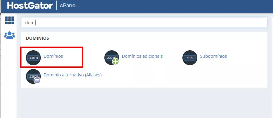 Aba domínios cPanel