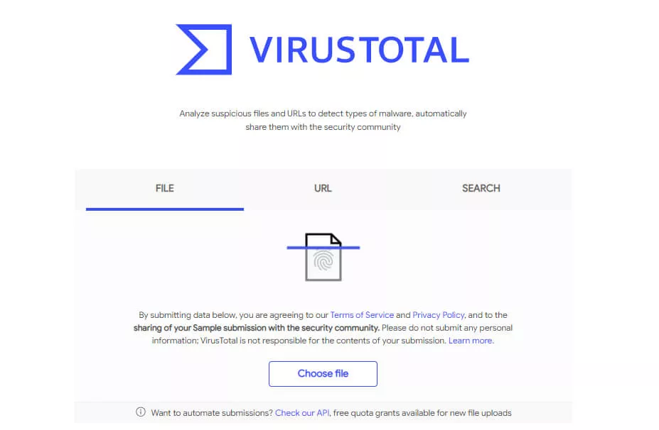 pagina principa virus total