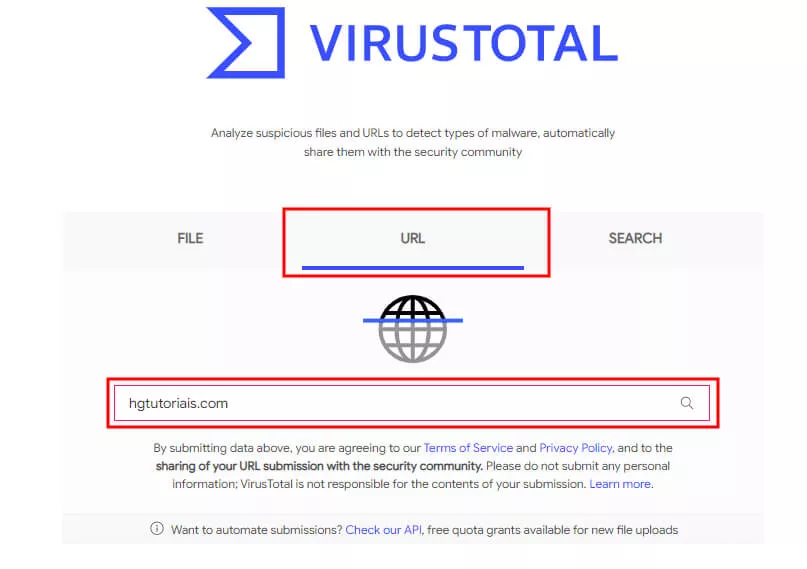 aba URL do virustotal
