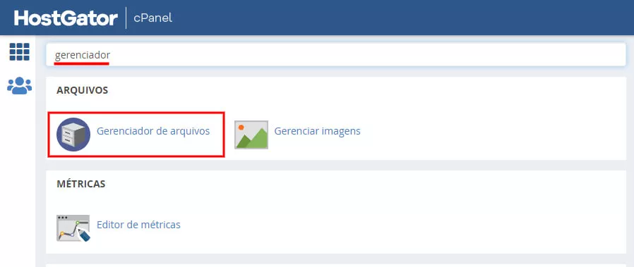 Gerenciador de arquivos cPanel