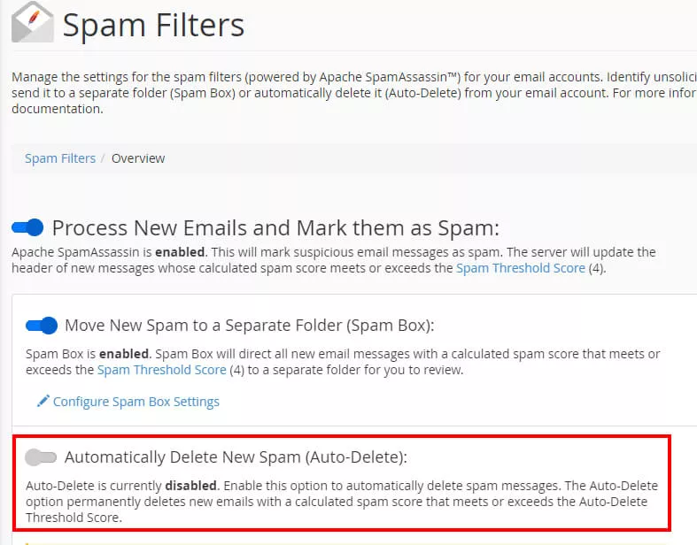 Remover automaticamente emails taxados como spam pelo SpamAssassin