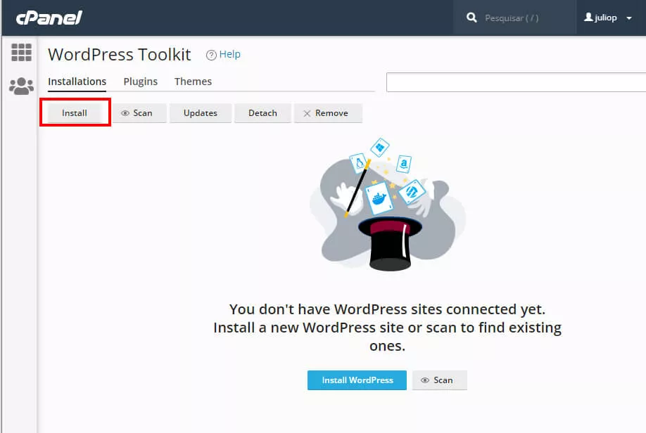 Instalar um WordPress em um domínio pelo WordPress Toolkit