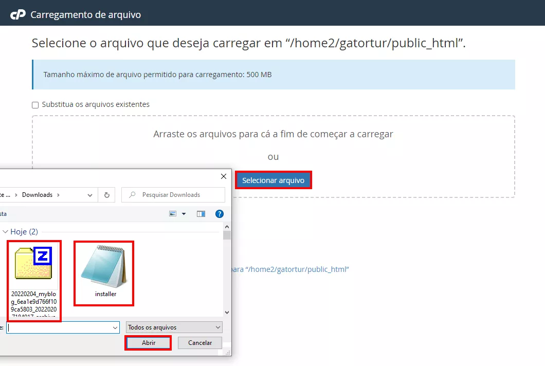 importando os arquivos de exportação do wordpress