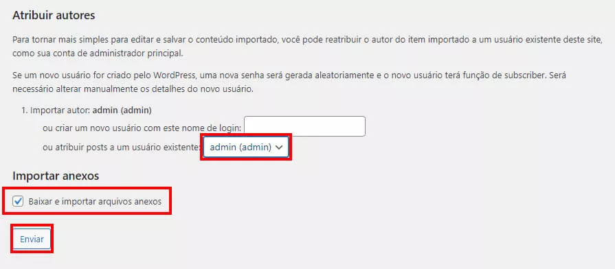 Atribuindo autores na importação do wordpress