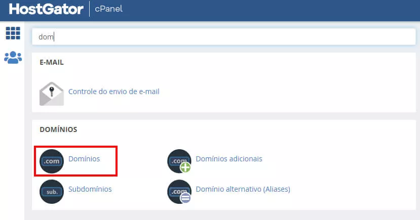 Aba domínios cPanel