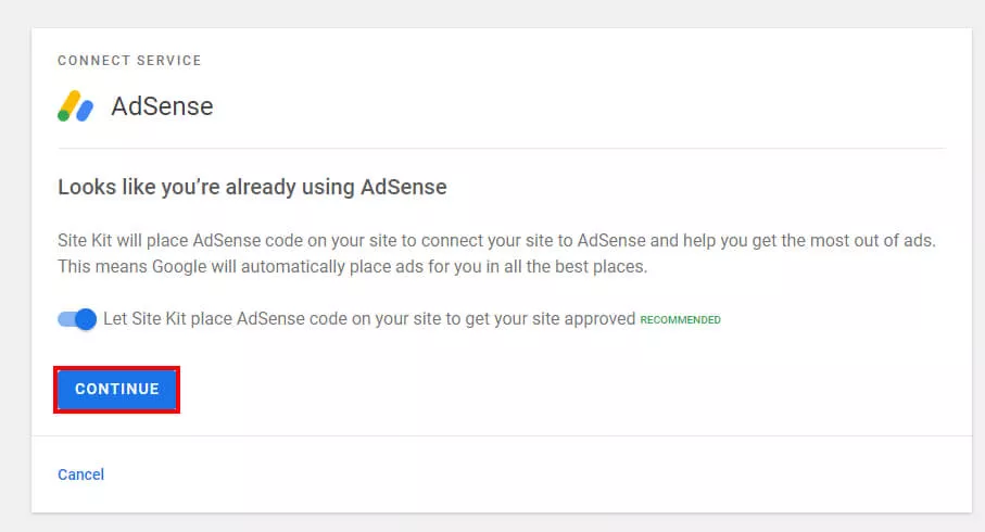 habilitando o adsense no site kit