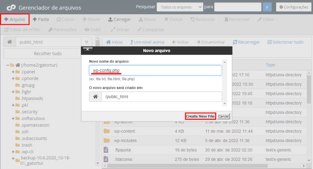 Criando o arquivo wp-config.php do WordPress para reconfigurar