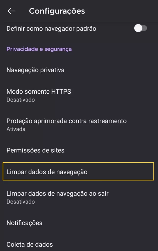 limpar dados de navegação do firefox