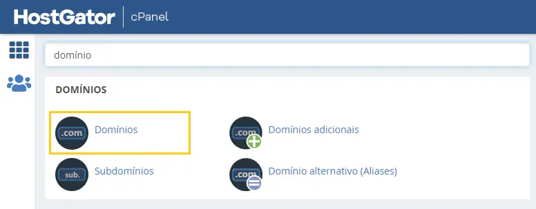 Aba domínios do cPanel