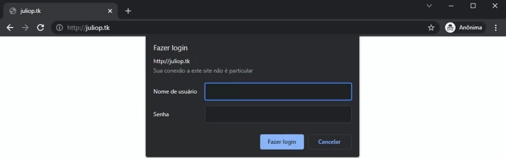 exemplo de site bloqueado