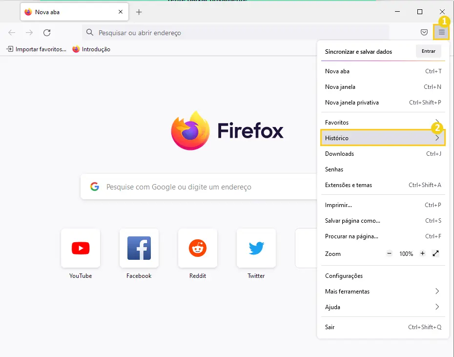 limpar o cache do navegador firefox