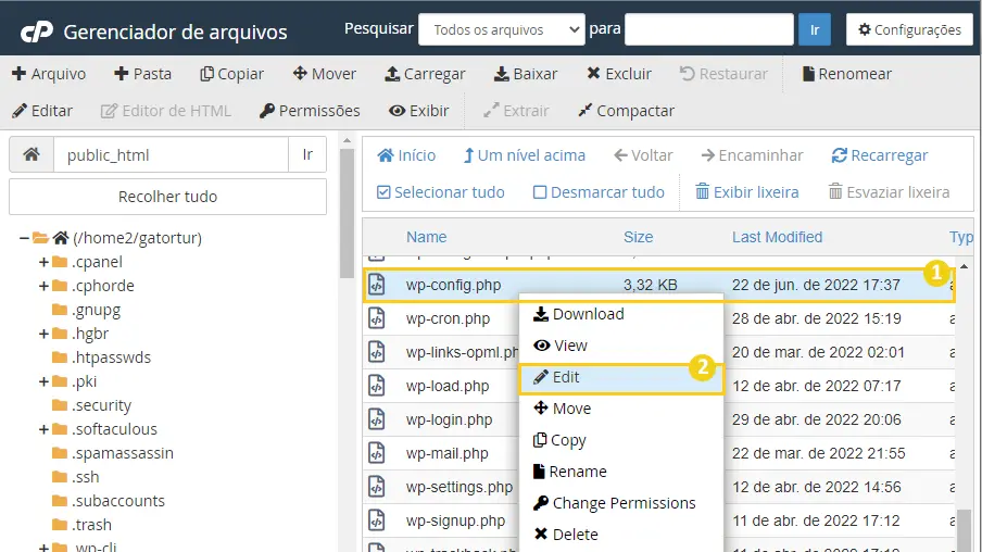 Editando o arquivo wp-config.php