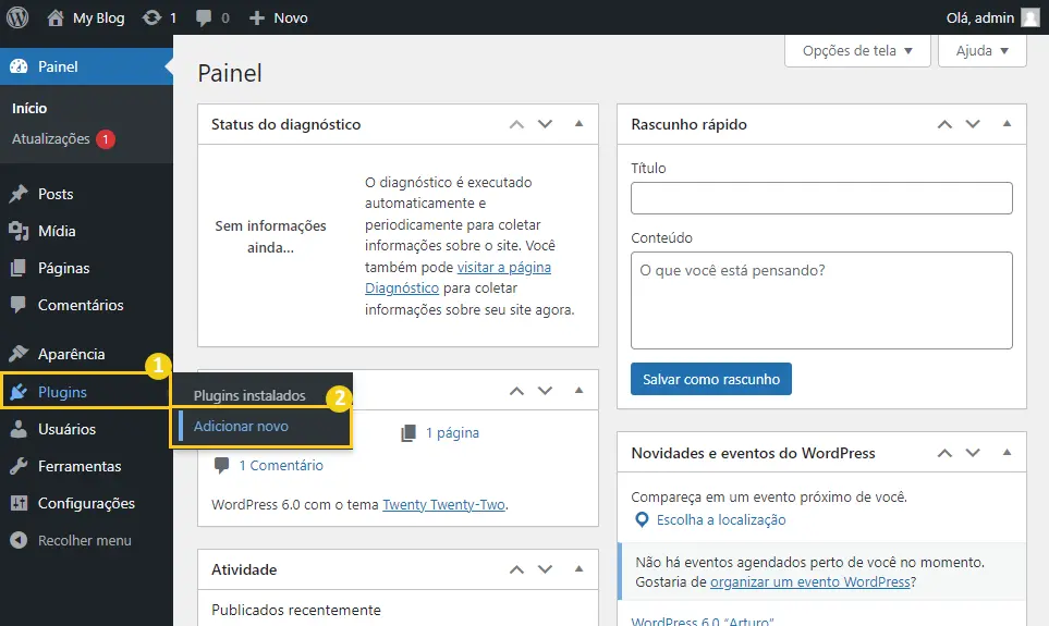 Adicionar novo plugin WordPress