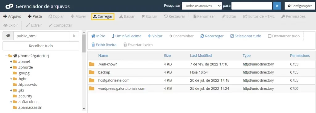 Carregar um arquivo para  instalar o Joomla manualmente