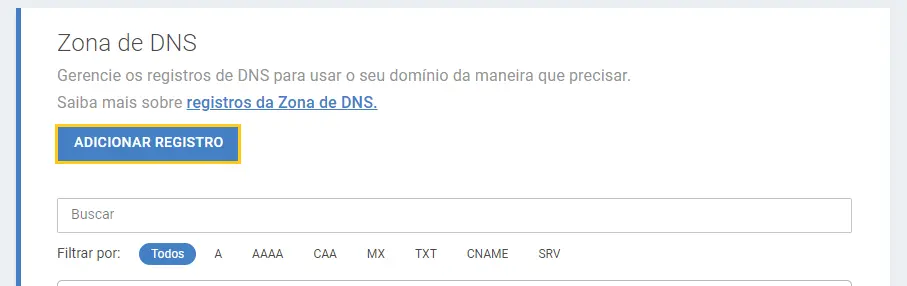 adicionar registro para verificar domínio no Facebook