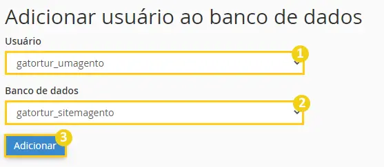 vinculando o usuário do banco de dados ao banco