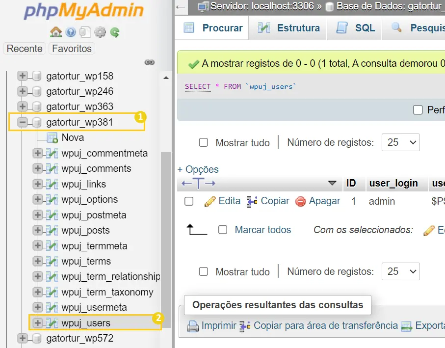 Acessando a tabela Users do banco de dados do WordPress