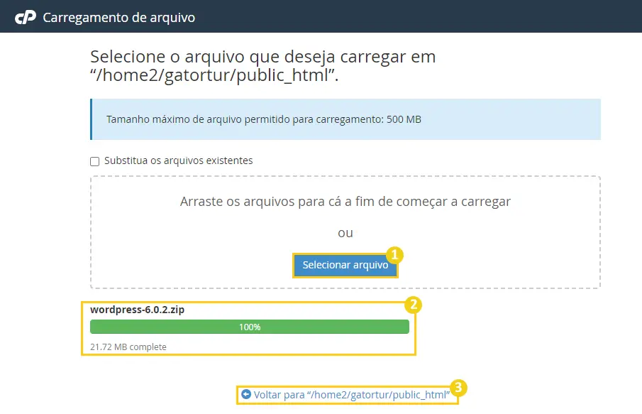 Importando a release do WordPress