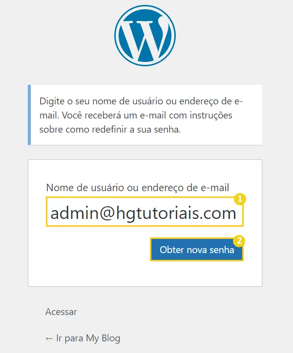 Recuperador de senhas do WordPress