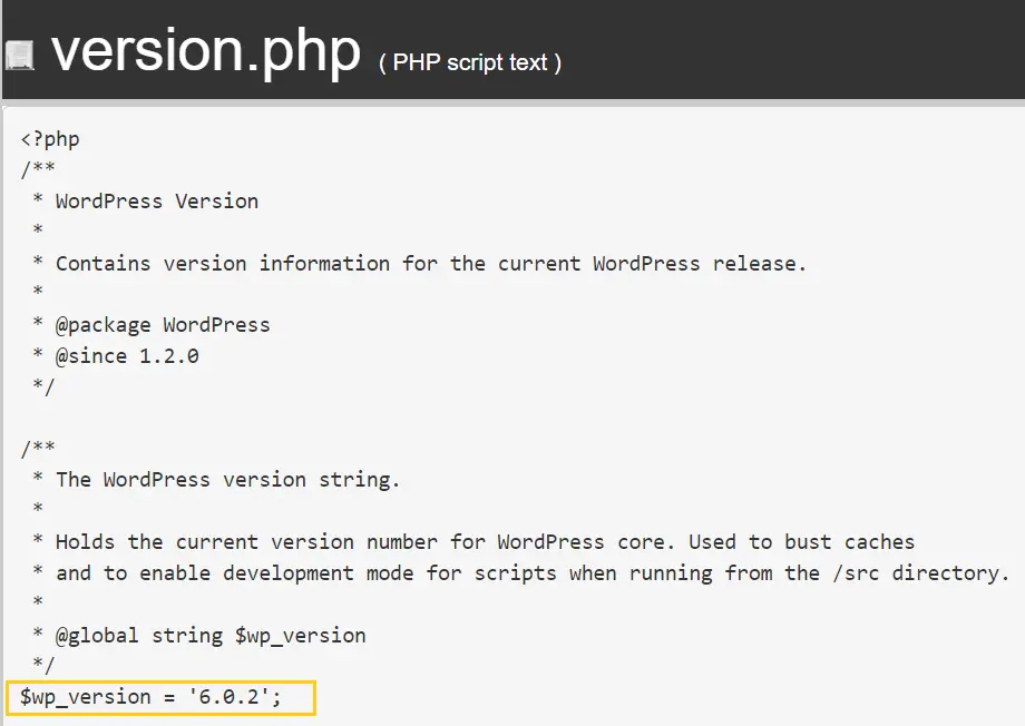 Confirmando a versão do WordPress pelo arquivo version.php