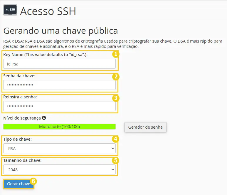 Configurando as chaves SSH