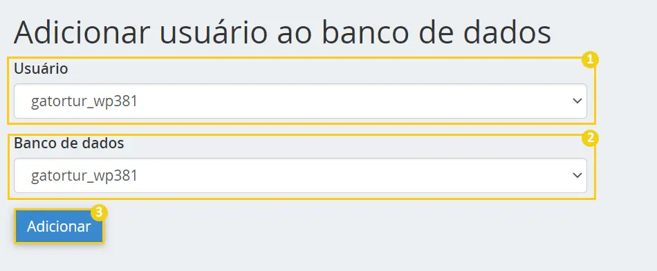 Vinculando um usuário ao banco de dados