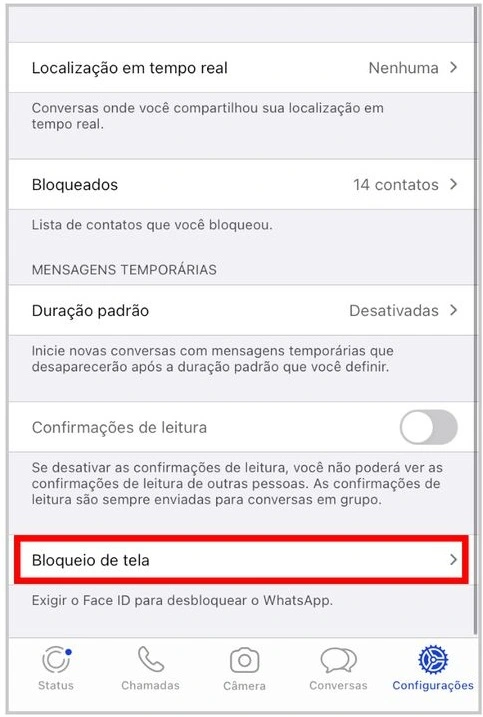 colocar senha no whatsapp