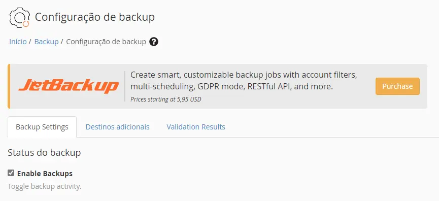 backup em servidor dedicado e vps