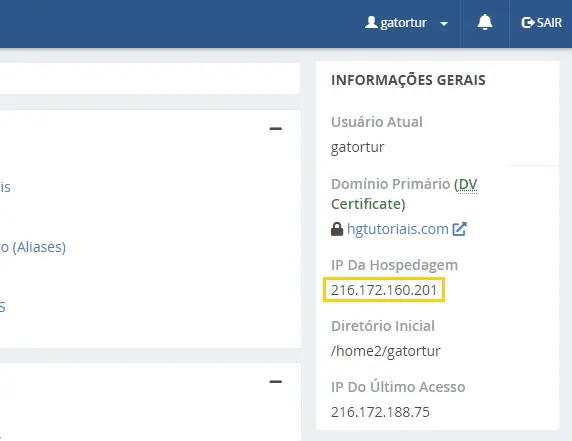 IP da Hospedagem Webmail cPanel