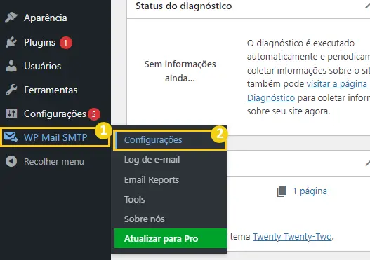 titan wordpress WP Mail SMTP > Configurações