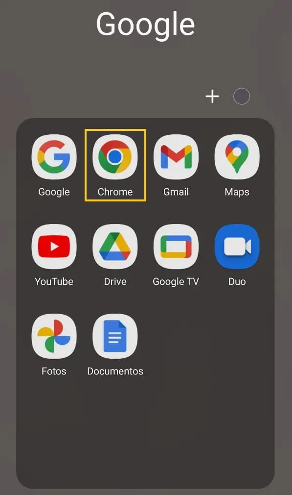 Acessar o aplicativo do Google Chrome mobile